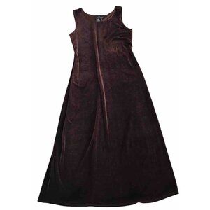 Vintage 90s Y2K Carole Little Dress 14 Maxi Velvet Brown Fairy Grunge Whimsigoth